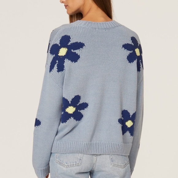 Rails Blue Floral Crew Neck Sweater - Picture 3 of 7